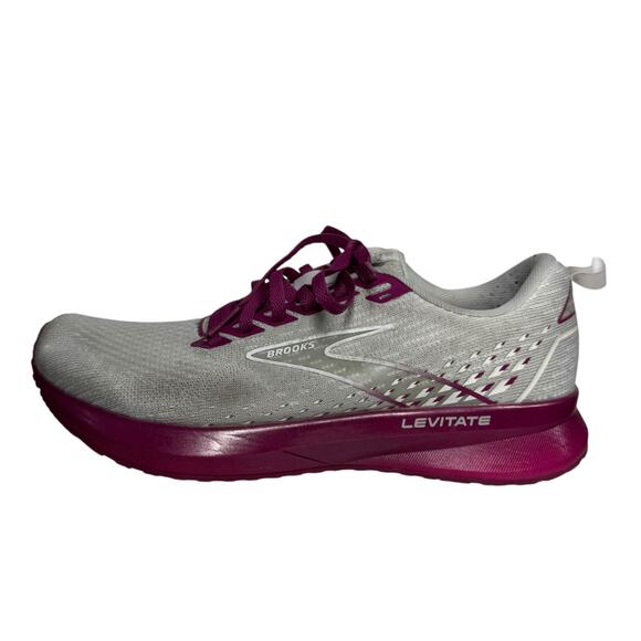 Brooks Levitate 5 Running Shoes Women 7.5 Grey/Lavender/Baton Running Sport Walk - Picture 1 of 9